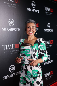 Zainab Salbi reaching the Time100 Impact Award